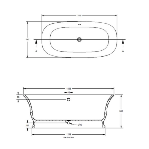 BC Designs Bampton Bath Marble Finish Cian Freestanding Bath